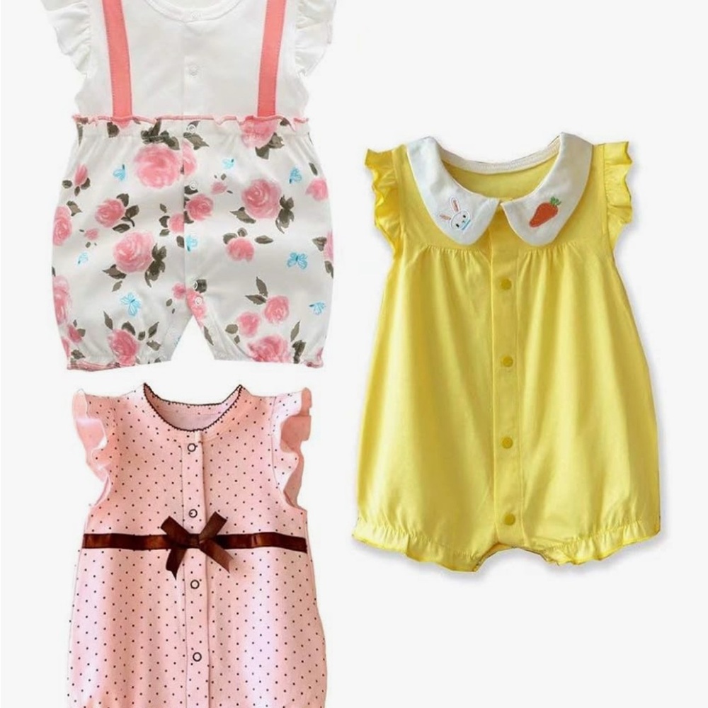 Bundle of 3 Baby Girl Summer Rompers